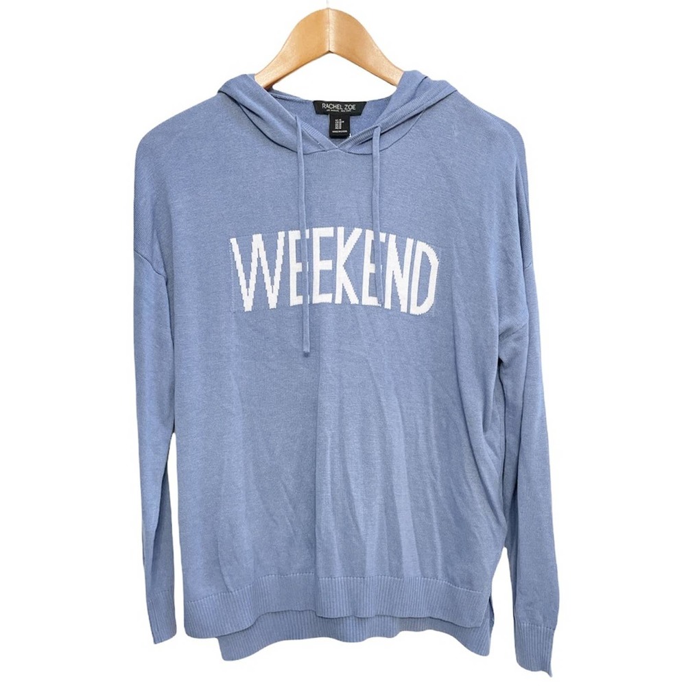 RACHEL ZOE Blue Cashmere Blend Weekend Hoodie Medium
